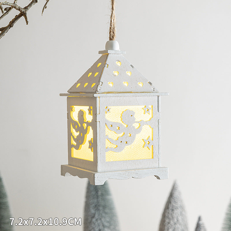 Weihnachtliche Holzhaus-Deko-Sets mit LED