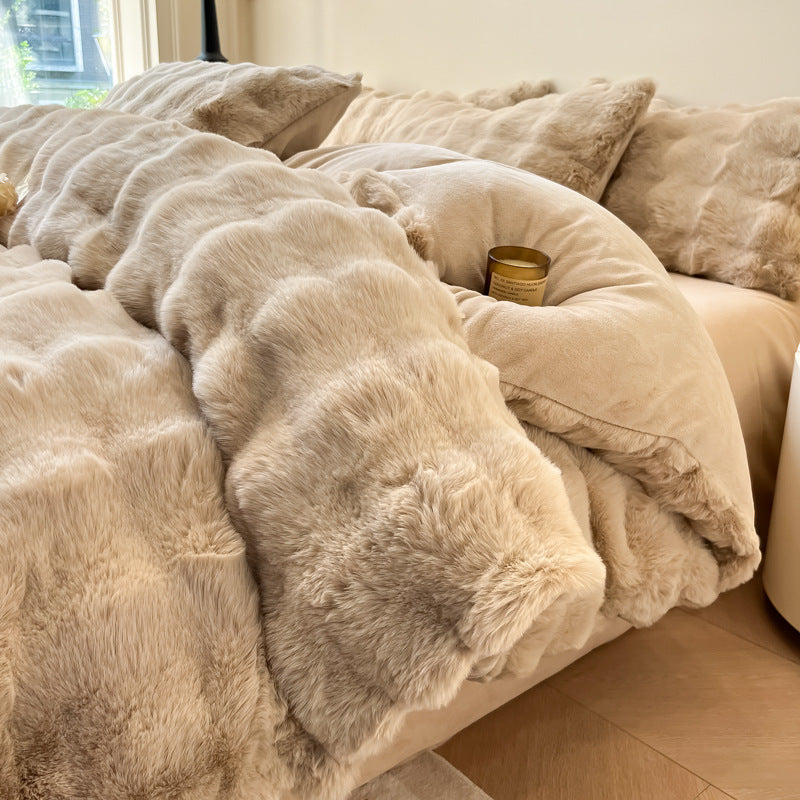 Winter-Bettwäsche-Set aus verdicktem Milchfaser-Fleece