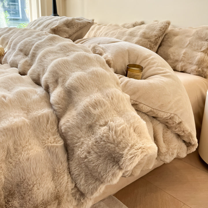 Winter-Bettwäsche-Set aus verdicktem Milchfaser-Fleece