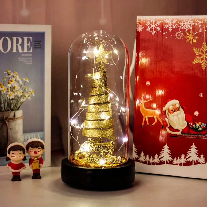 Dekorative Spieluhr mit Weihnachtsbaum und LED-Licht