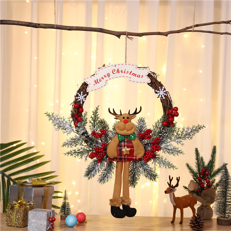 Weihnachtskranz mit Cartoon-Figur und Zweig-Optik
