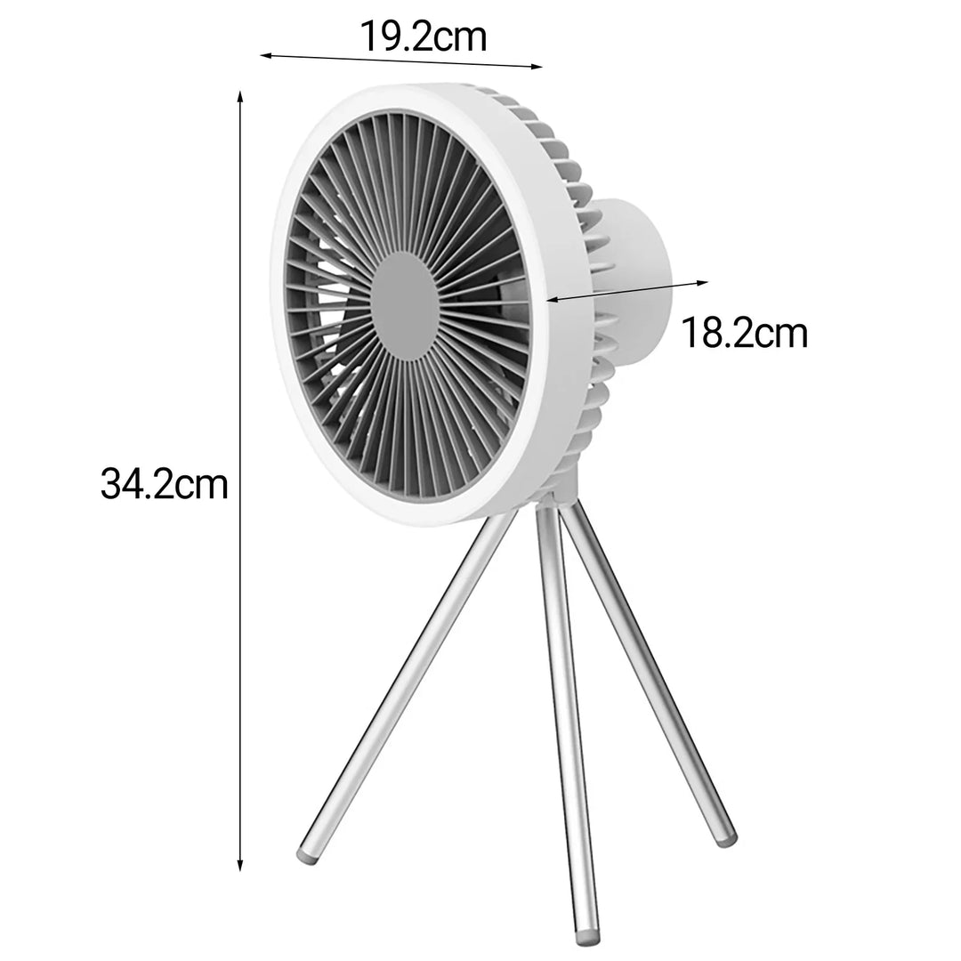 Wiederaufladbarer 10.000mAh Camping Ventilator mit LED-Beleuchtung und Powerbank | Karnz