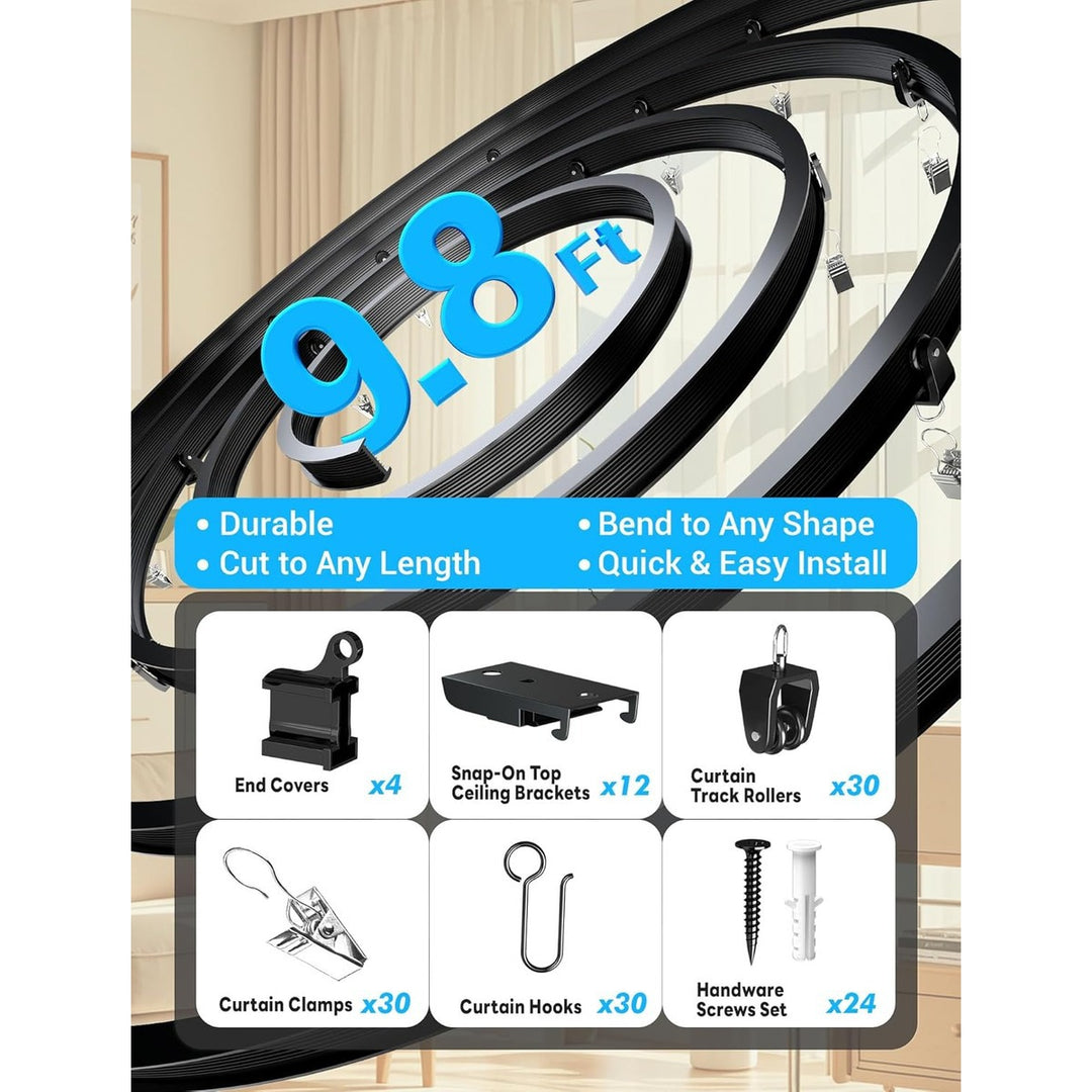 Biegbare Gardinenschiene, 3 m, PVC