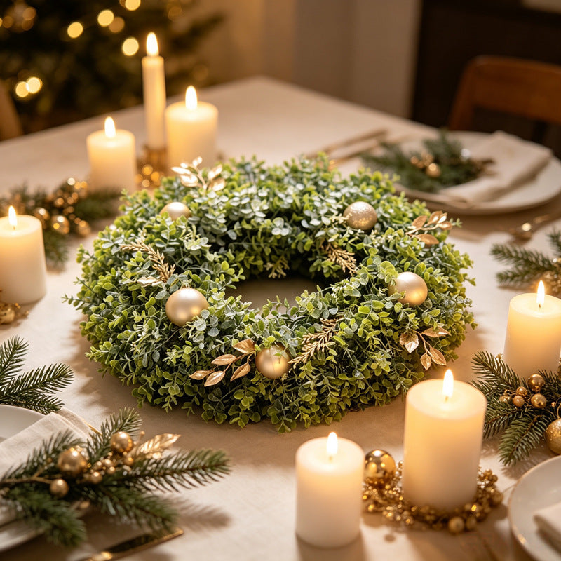 Weihnachtlicher Eukalyptus-Kranz mit Welcome-Schild 60 cm