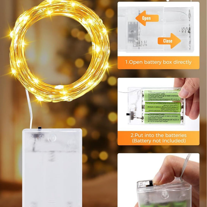 LED-Kupferdraht-Lichterkette mit Batteriefach