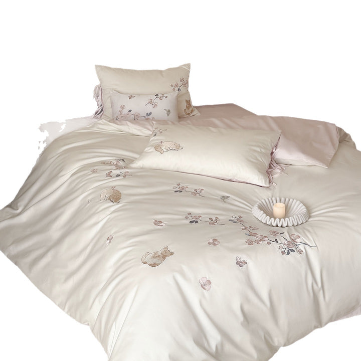 Baumwoll-Bettwäsche-Set, 100s Satin, bestickt
