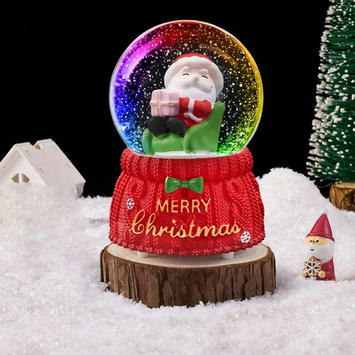 Weihnachtliche Schneekugel mit Licht und Musik