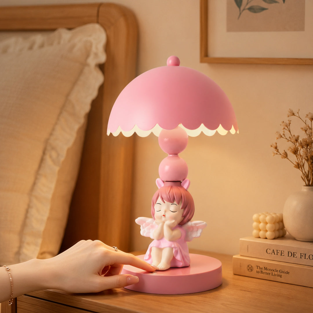 Rosa Engel-Tischlampe mit Farbwechsel, Touchsteuerung