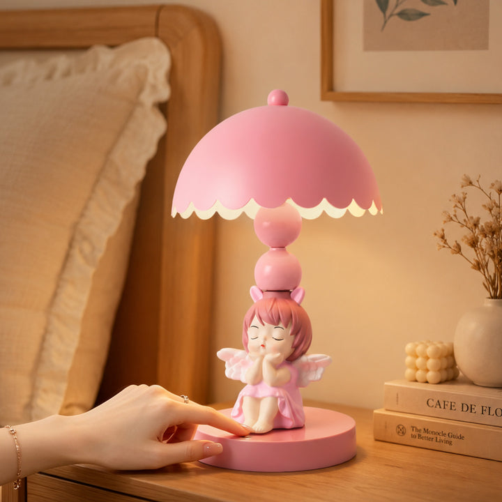 Rosa Engel-Tischlampe mit Farbwechsel, Touchsteuerung