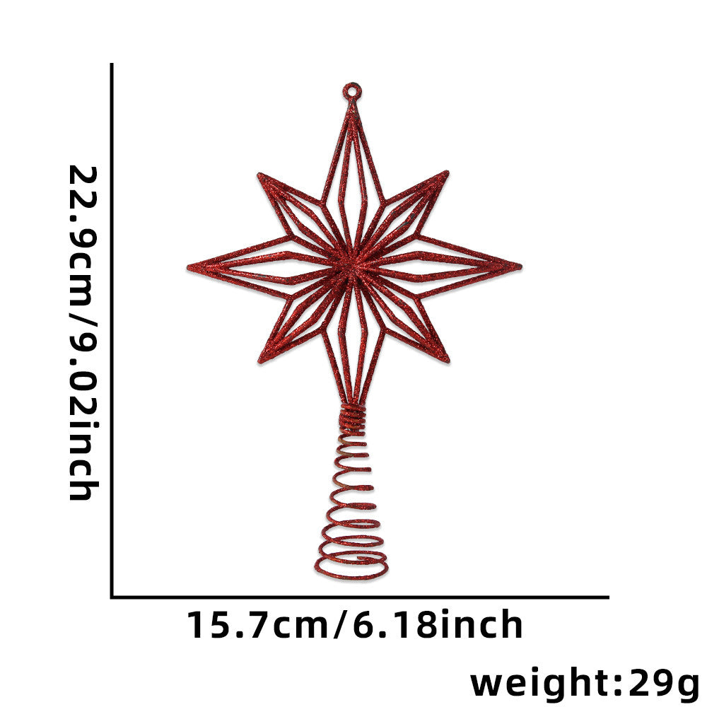 Weihnachtsbaumspitze Stern mit Glitzer-Schneeflocken-Design