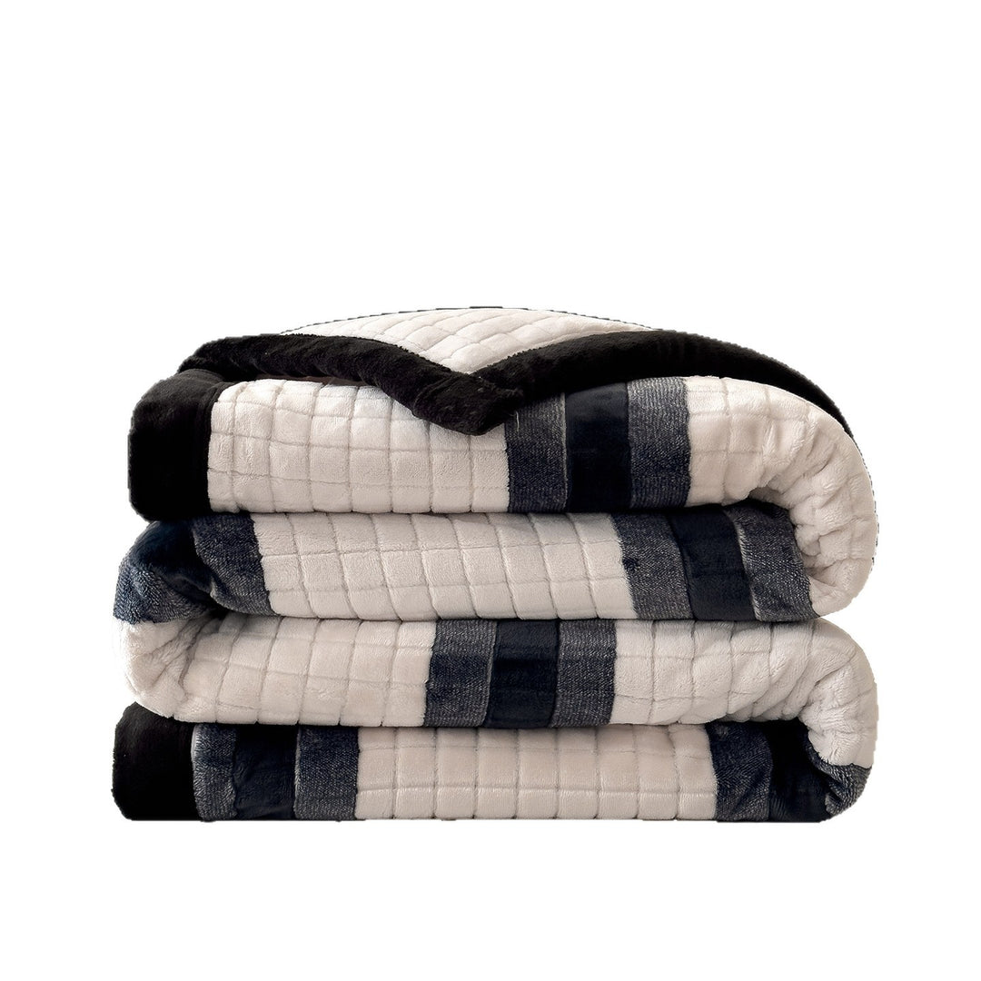 Luxuriöse Milchfaser-Fleece Wohndecke, gestreift, verschiedene Größen