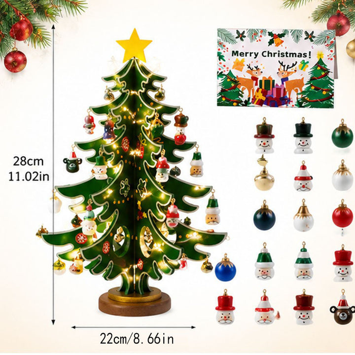Dekorativer Holz-Weihnachtsbaum mit Beleuchtung