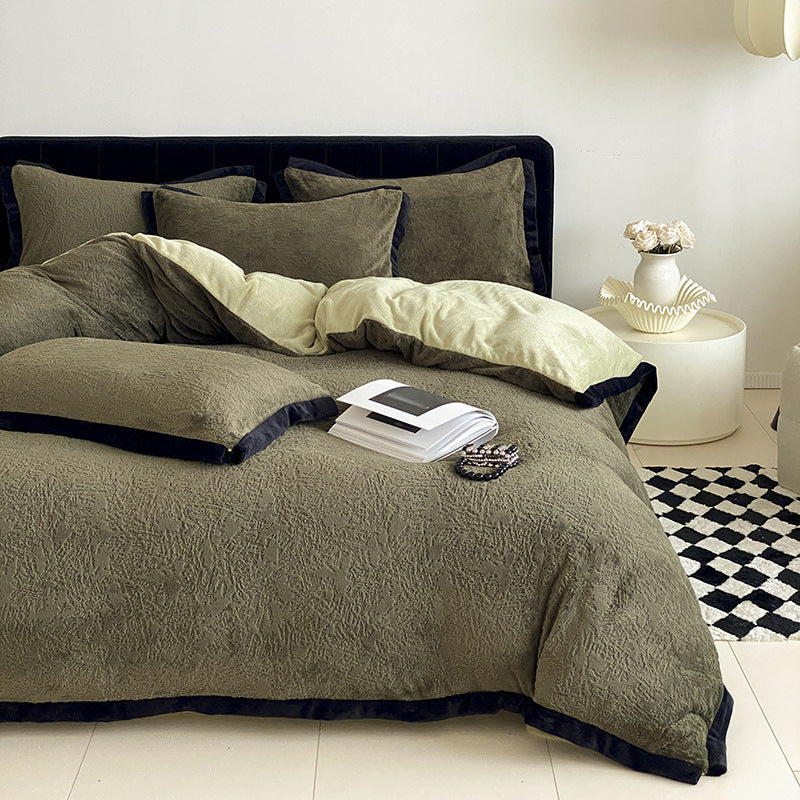 Milchfleece-Bettwäsche-Set, französischer Stil, Winter