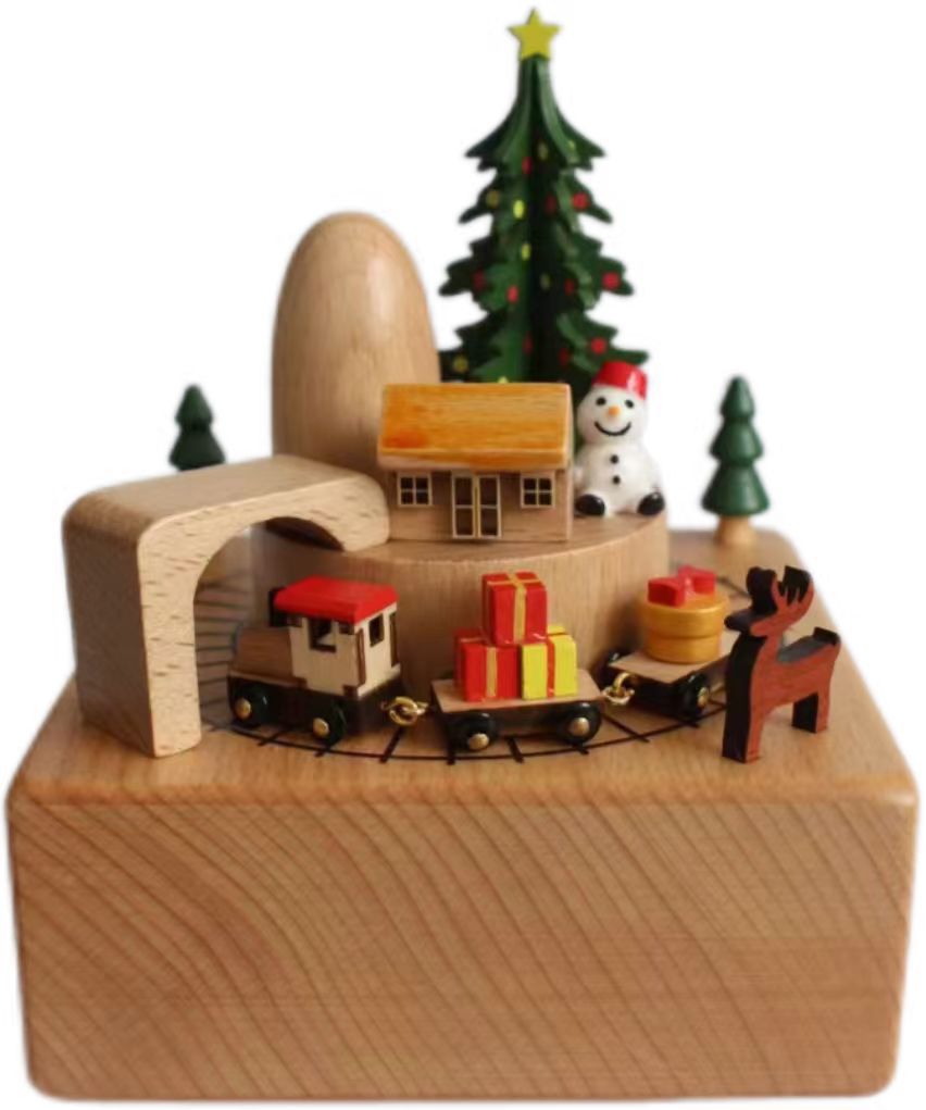 Holz-Spieluhr mit mechanischem Uhrwerk
