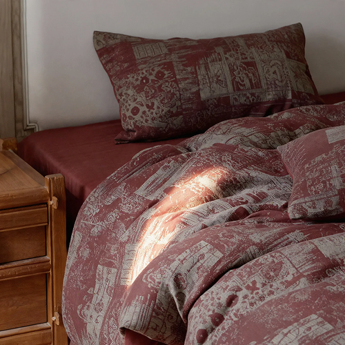 Reine Baumwoll-Bettwäsche, 4-teilig, Jacquard-Webung