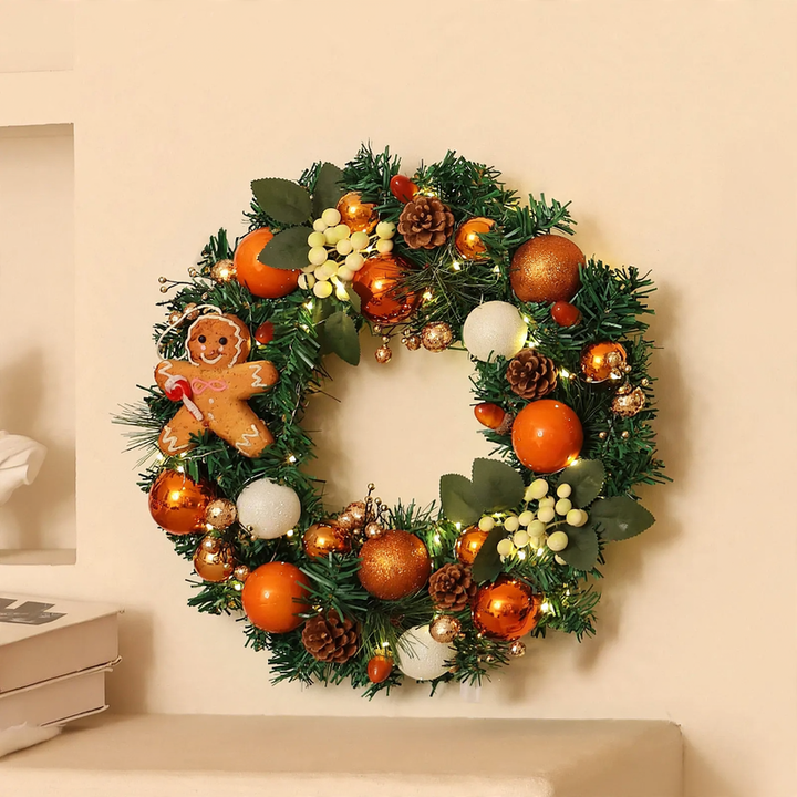 Dekorativer Weihnachtskranz aus Seidenblumen