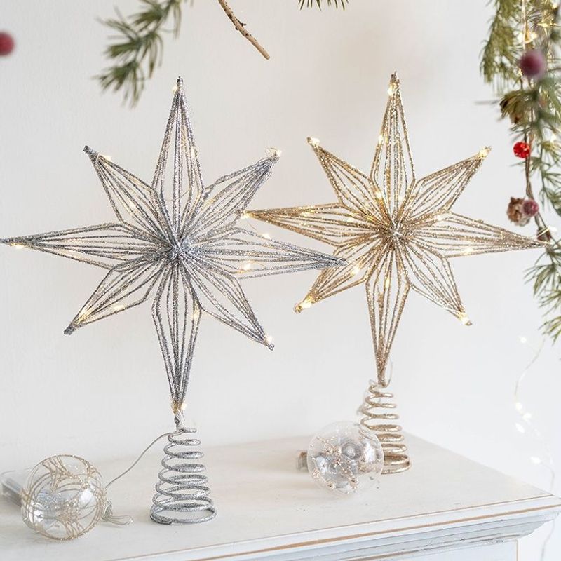 Beleuchteter Weihnachtsbaum-Spitzenstern aus Eisen