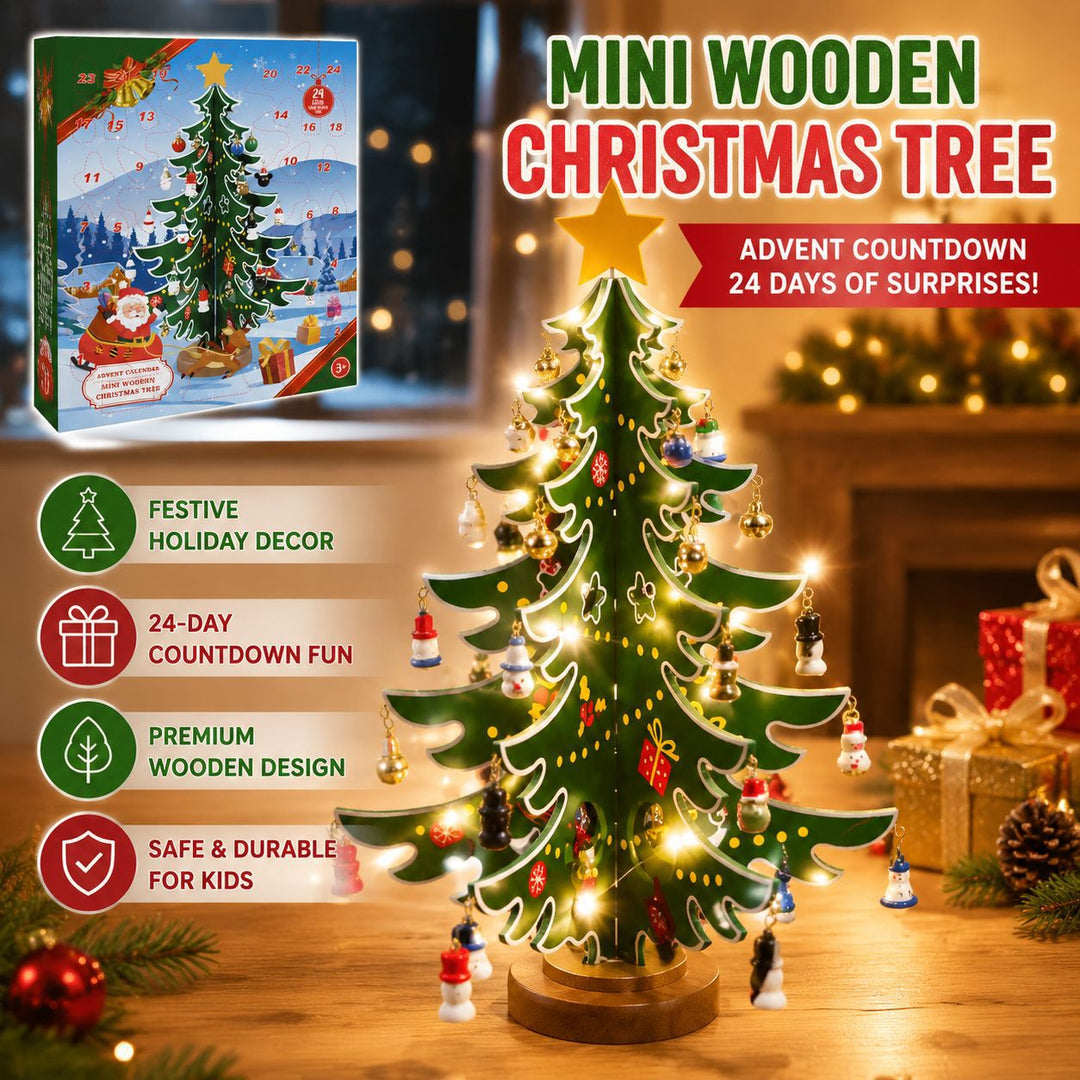 Dekorativer Holz-Weihnachtsbaum mit Beleuchtung