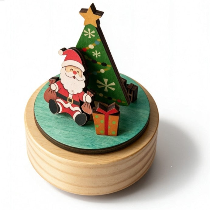 Weihnachtliche Holz-Spieluhr mit Weihnachtsmann