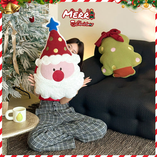 Weihnachts-Dekokissen aus Wollplüsch
