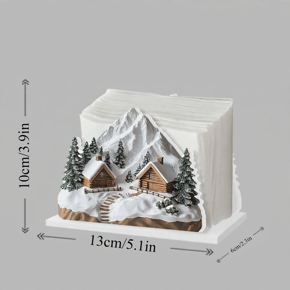 Dekorativer Serviettenhalter im Winterhütten-Design