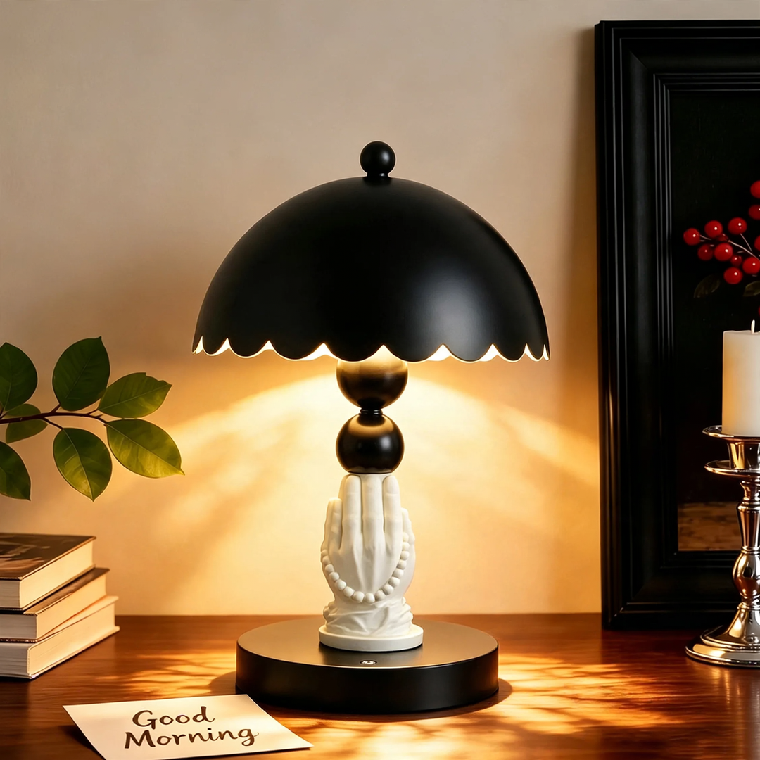 Tischleuchte mit Händen-Motiv, Vintage-Stil