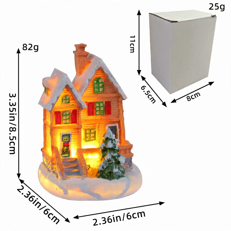 Dekoratives beleuchtetes Weihnachts-Haus aus Kunstharz