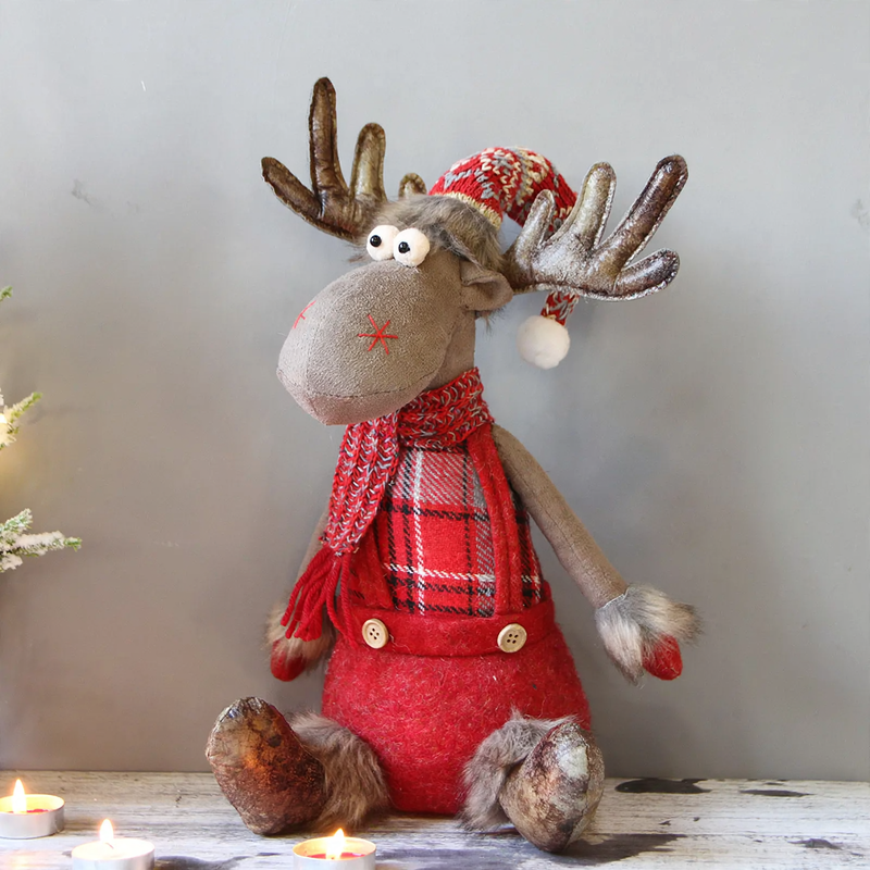 Weihnachts-Wichtel und Schneemann Dekofigur, Stoff