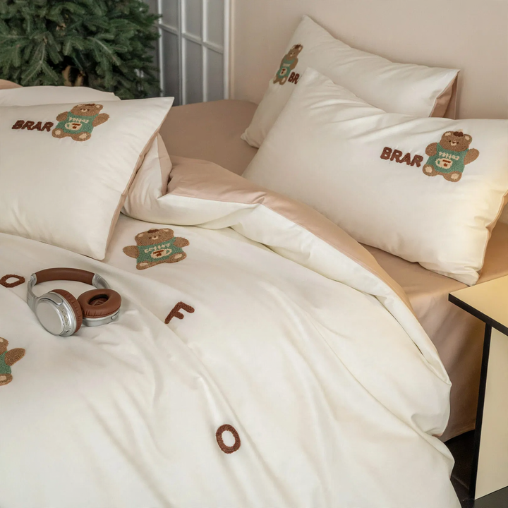 Baumwoll-Bettwäsche-Set, 100er-Garn, bestickt