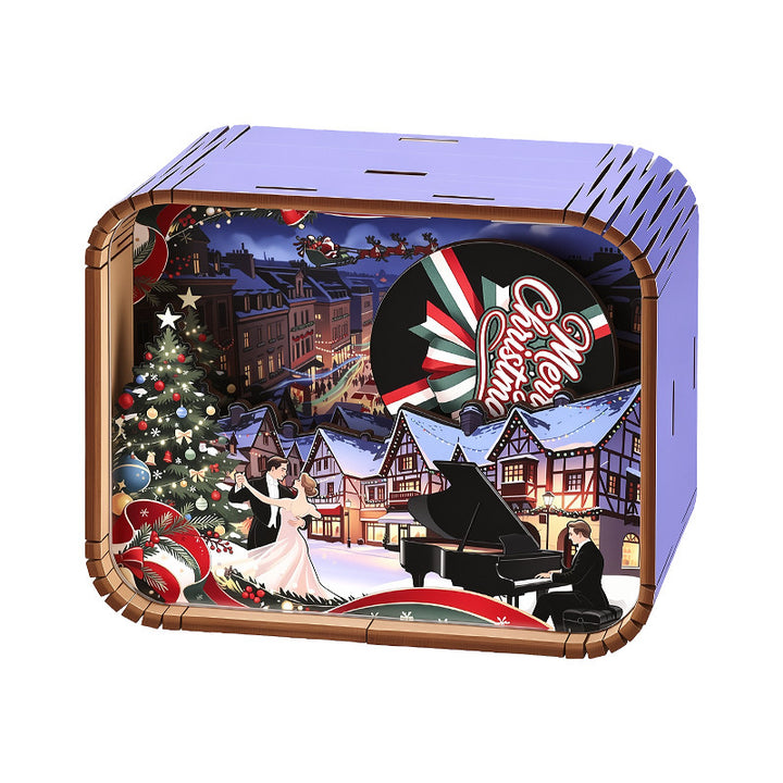 Holz-Spieluhr mit weihnachtlichem Motiv