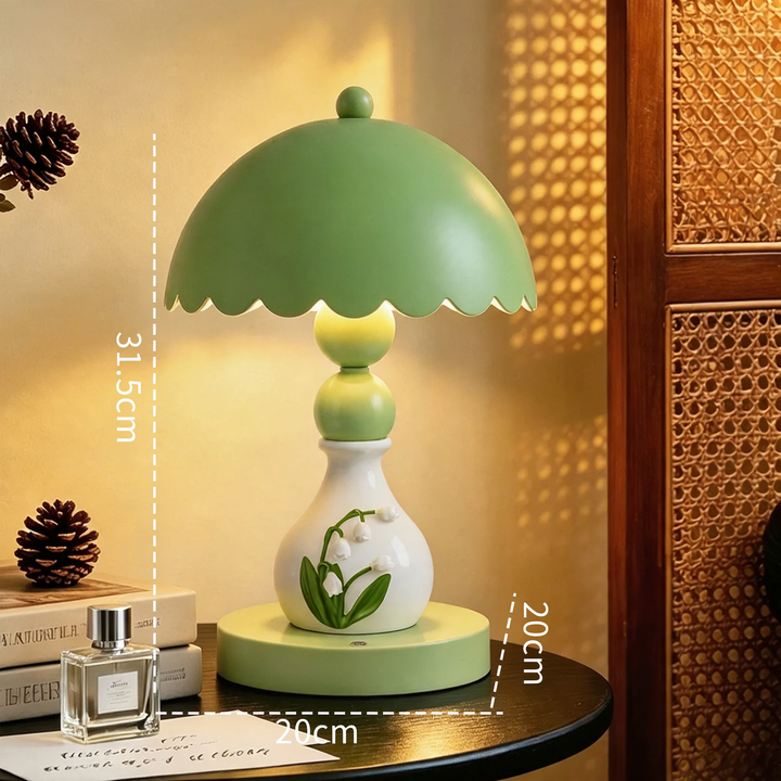 Maiglöckchen-Tischlampe, französisches Flachrelief-Design