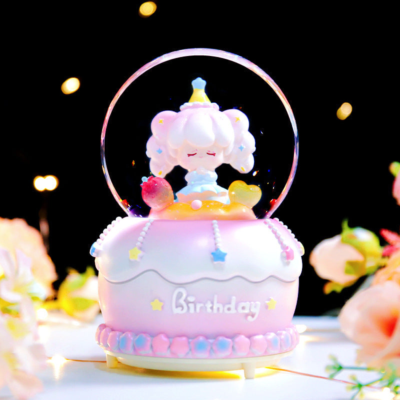 Spieluhr-Schneekugel mit Licht und Musik