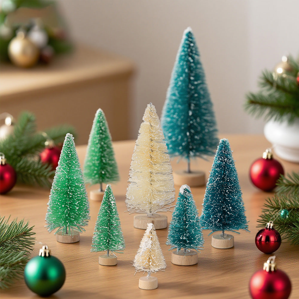 Mini-Weihnachtsbaum aus Holz und Sisal, beschneit