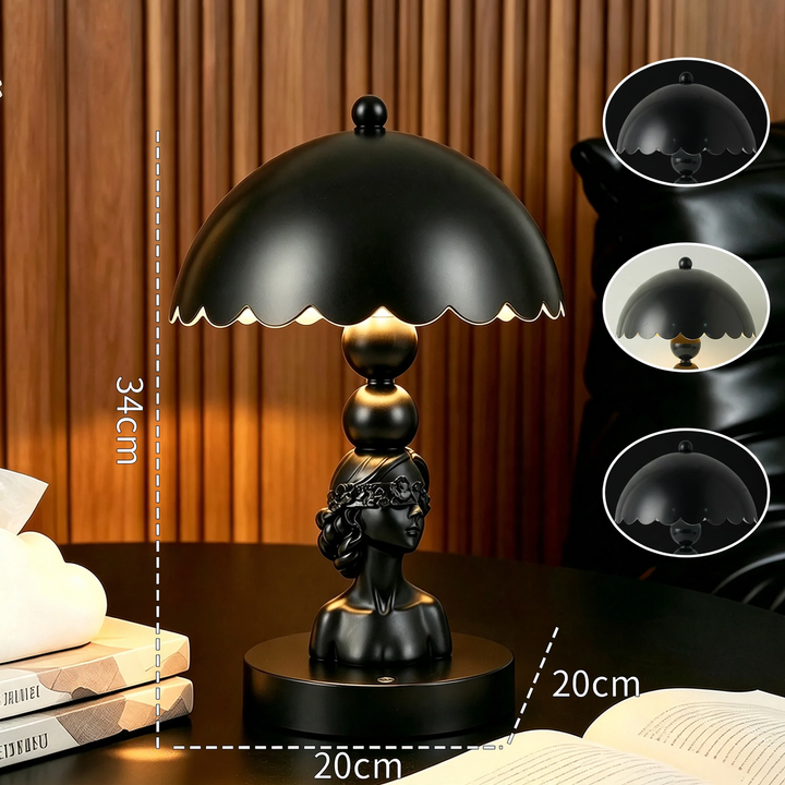 Augenbinde-Mädchen Tischlampe, ABS, schwarz