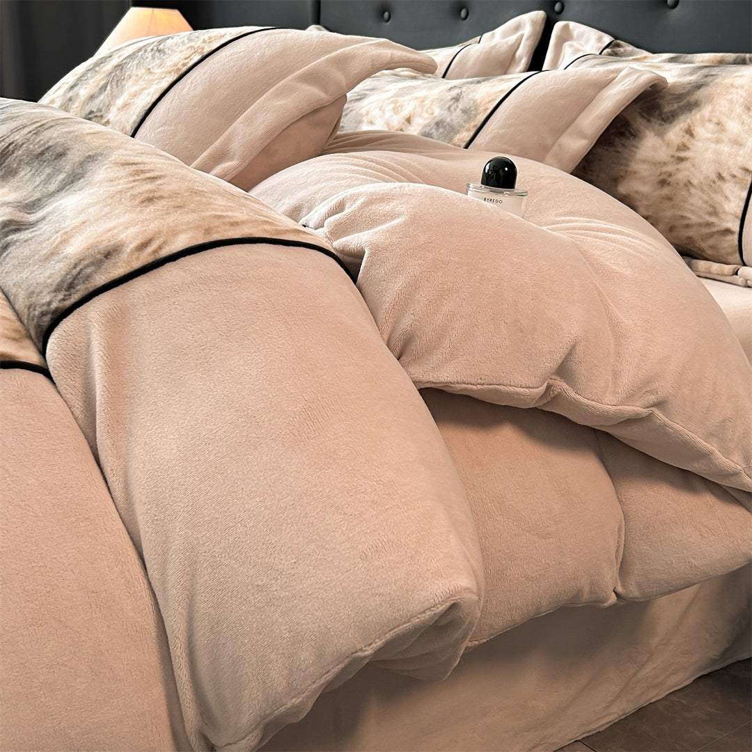 Milchfaser-Fleece Bettwäsche-Set, französischer Luxus-Stil