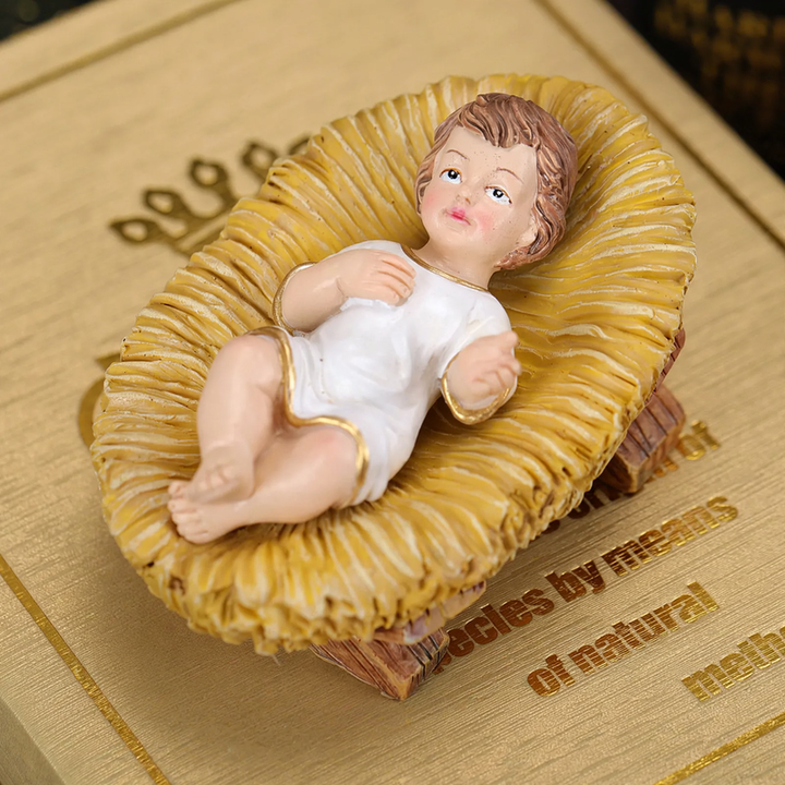 Weihnachtskrippe mit Jesuskind, Kunstharz