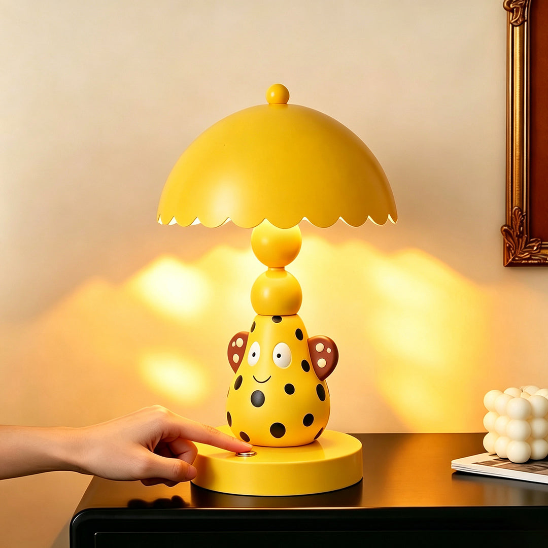 Bunte Birnen-Tischlampe mit Punktmuster