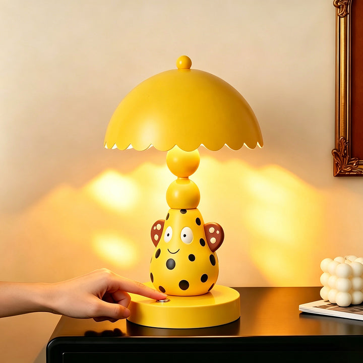 Bunte Birnen-Tischlampe mit Punktmuster
