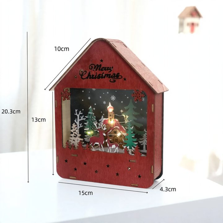 Beleuchtete Weihnachtsdekoration aus Holz