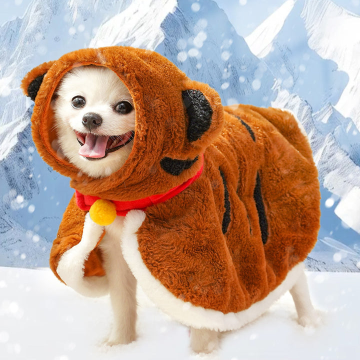Plüsch-Umhang für Hunde und Katzen mit Tiger-Design