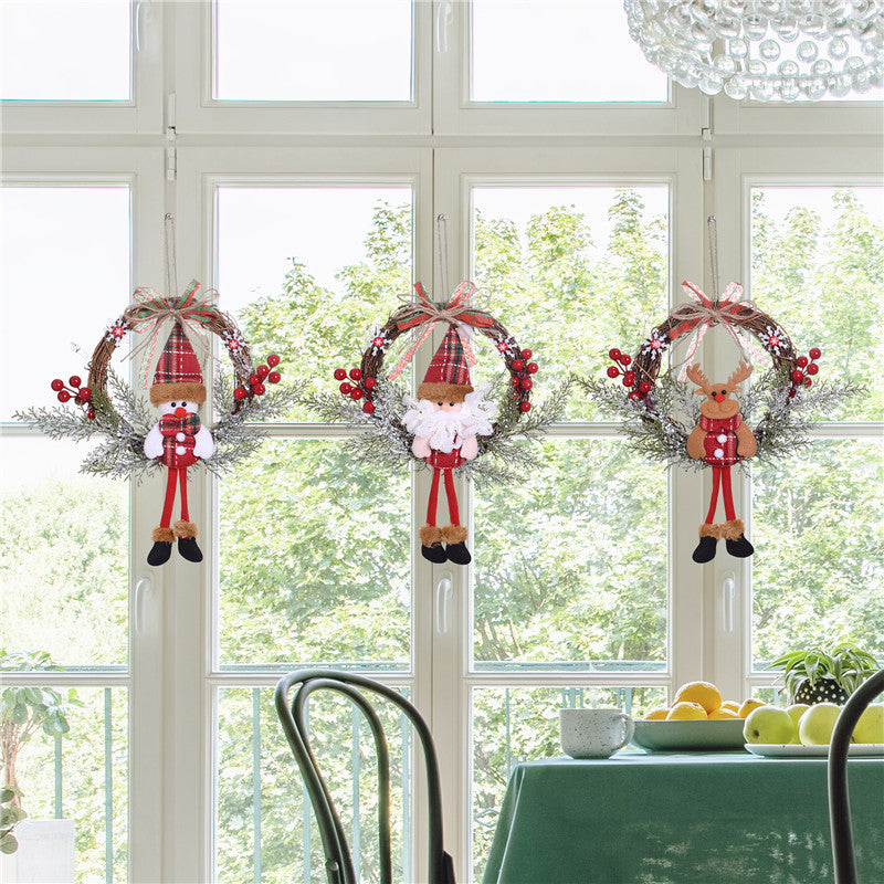 Weihnachtskranz mit Cartoon-Figur und Zweig-Optik