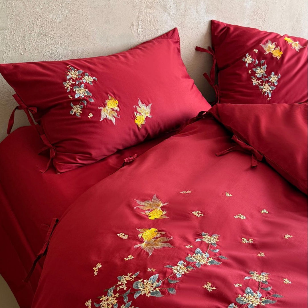 4-teiliges Bettwäsche-Set, 100er Langstapel-Baumwolle, Blumenmuster