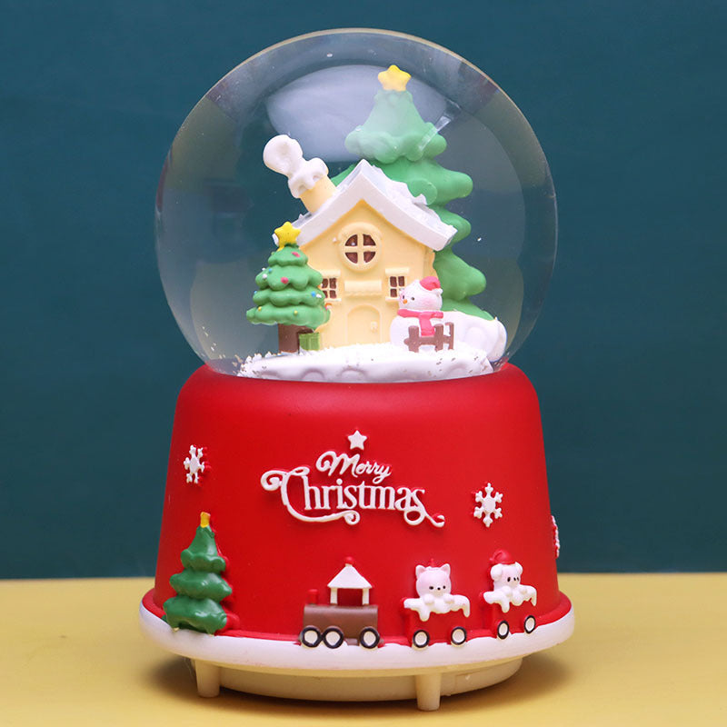 Weihnachtliche Schneekugel mit Musik und Licht