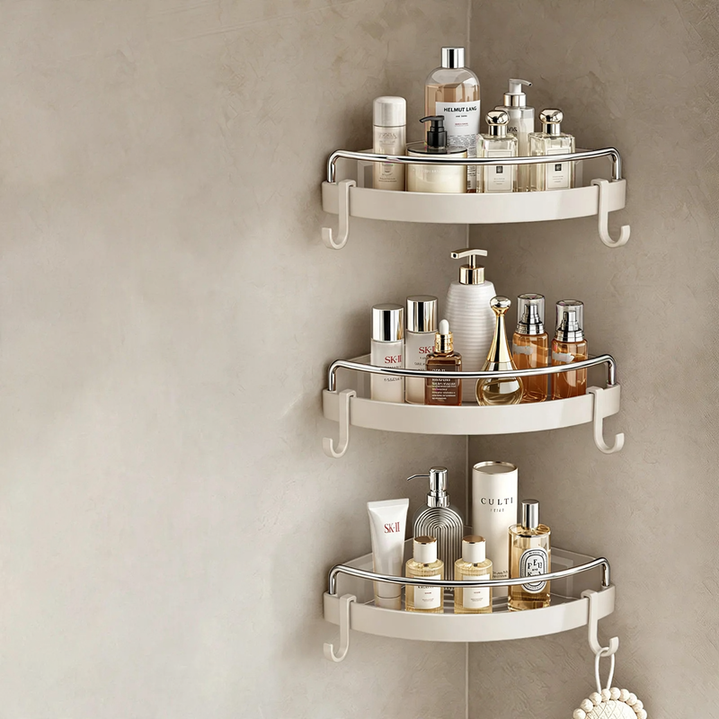 Dreieck-Eckregal für Badezimmer, Kunststoff und Aluminium