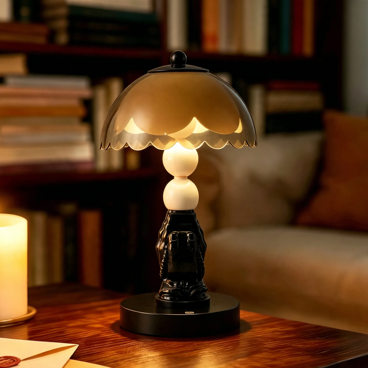 Nachttischlampe mit Händen-Motiv, modern