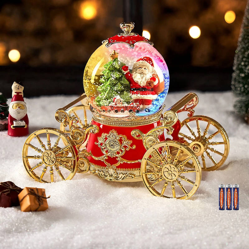 Weihnachtliche Schneekugel mit Spieluhr und Kutschen-Design