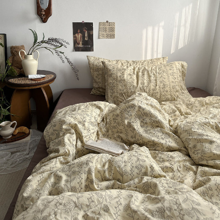 Baumwoll-Bettwäsche-Set, Vintage-Design