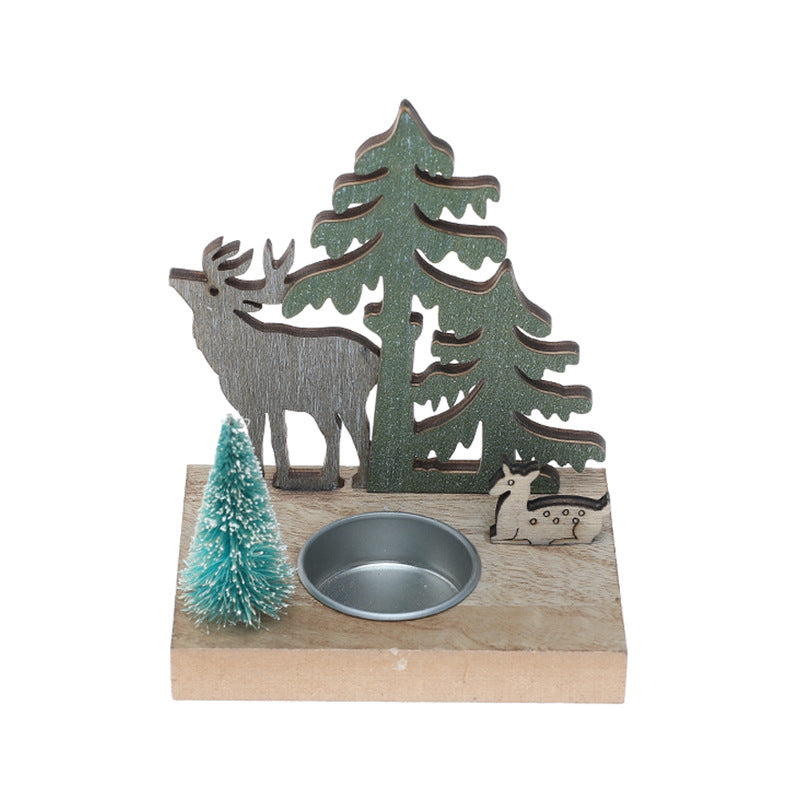 Dekorativer Holz-Weihnachtskerzenhalter, 12 cm