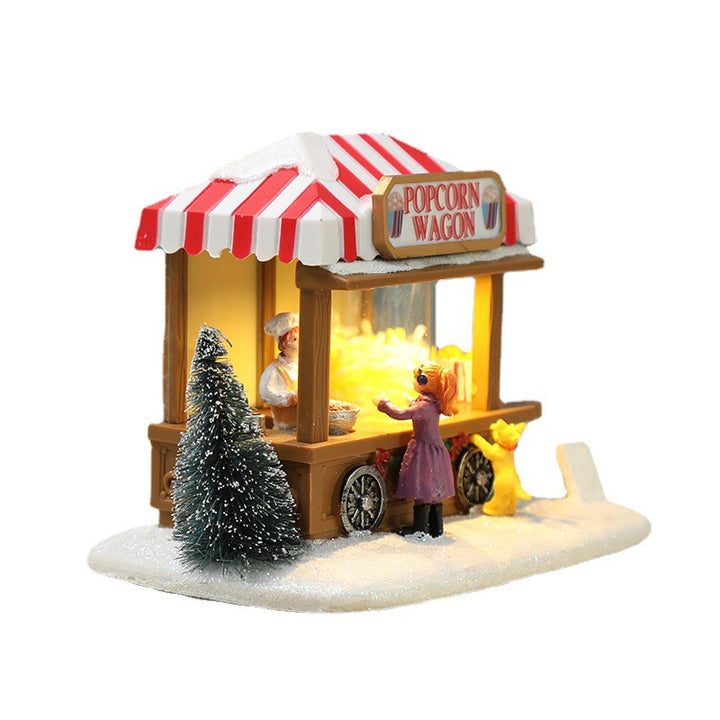 Dekoratives beleuchtetes Weihnachts-Popcornhaus aus Kunstharz