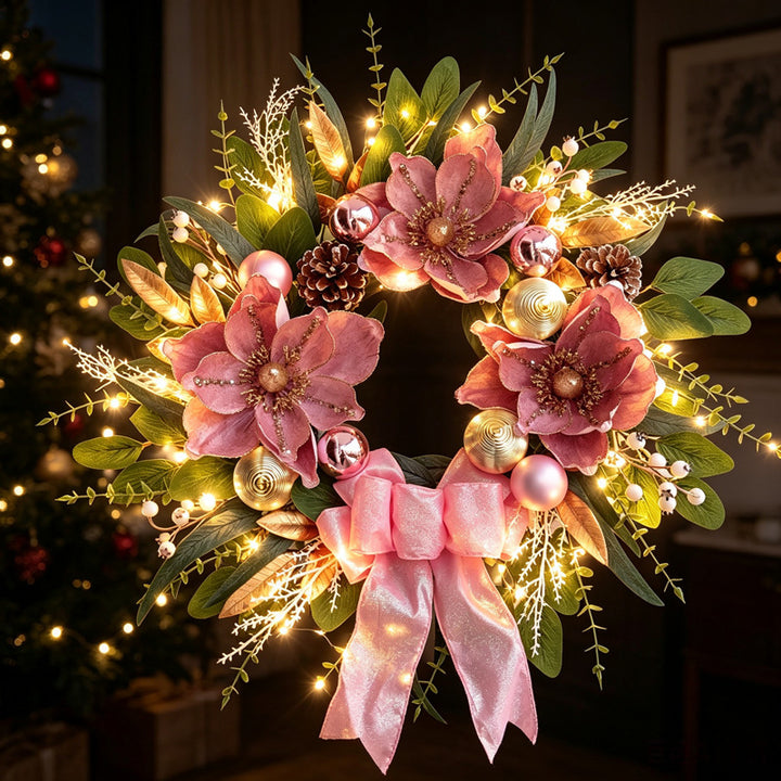Weihnachtskranz in Rosa, 60 cm